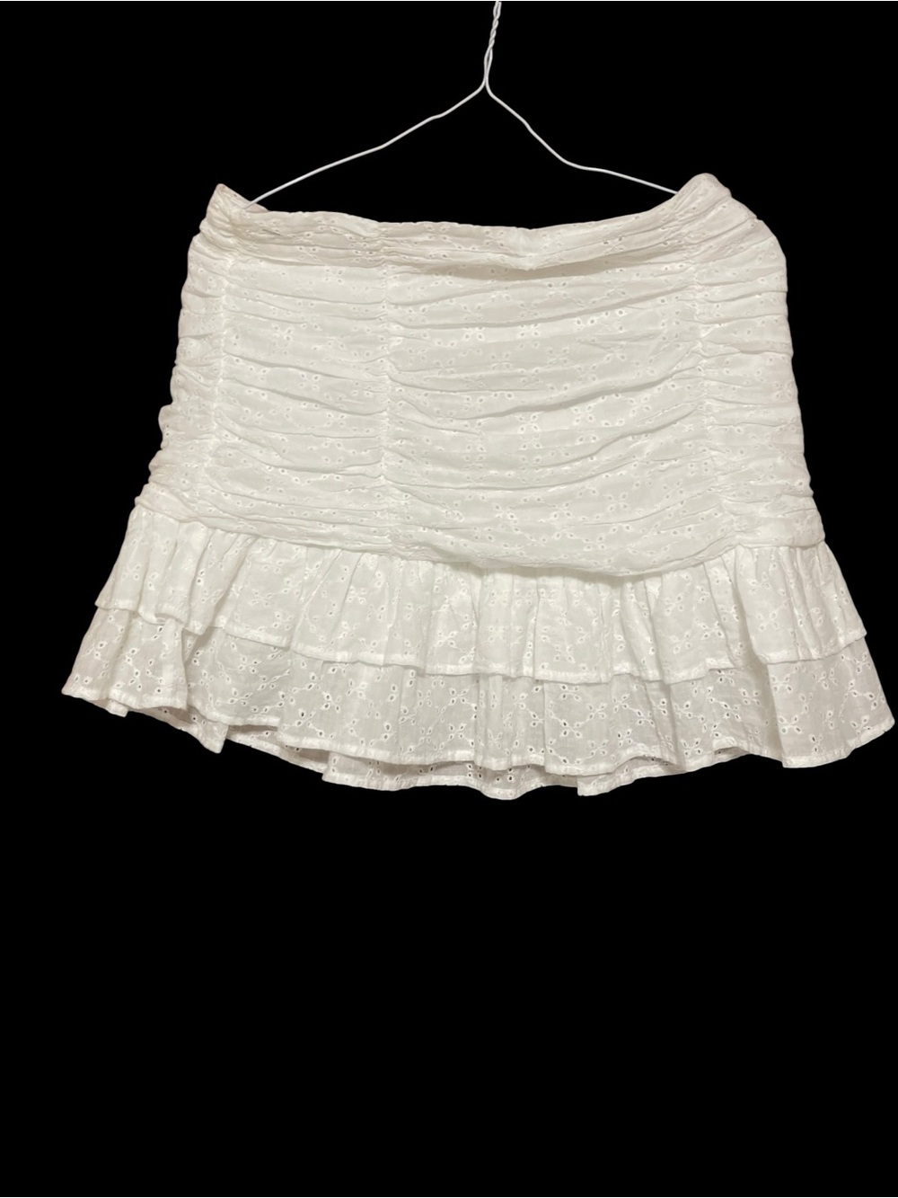 Altar'd State White Eyelet princess babydoll ballet  Ruffle Mini Skirt